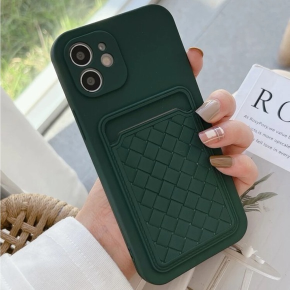 ⚠️Clearance💚iPhone 13/Pro/Pro Max Dark Green Woven Pattern Card Slot - Picture 4 of 4
